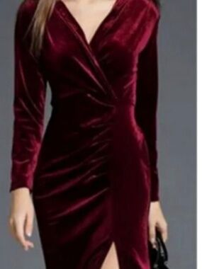 Migeer velvet dress - maroon